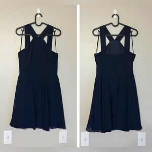 Lulu’s Forevermore Navy Blue Halter Skater Dress - Size S